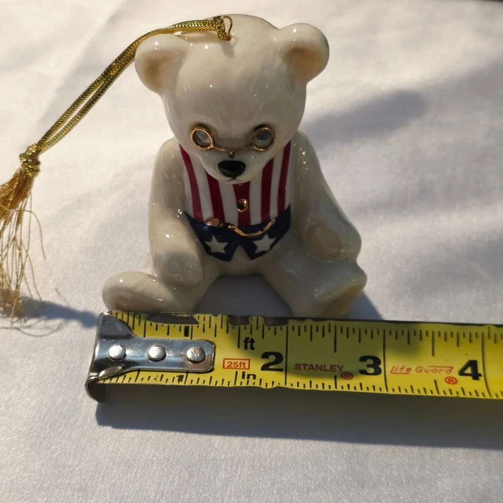 Lenox Teddy Bear China Christmas Ornament Teddys 100th Anniversary Patriotic